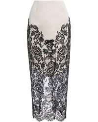 Wiederhoeft - Exclusive Beaded Lace-Detailed Silk-Satin Midi Skirt - Lyst