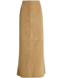 The Row - Danas Suede Maxi Wrap Skirt - Lyst