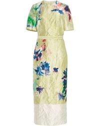 Erdem - Crinkled Satin Midi Dress - Lyst