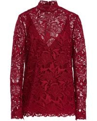 Carolina Herrera - Lace Mock Neck Top - Lyst