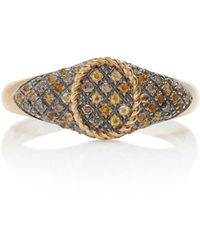 Yvonne Léon - Baby 9k Yellow Gold Diamond, Citrine Signet Ring - Lyst