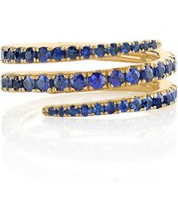 Anita Ko - 18k Yellow Gold Blue Sapphire Coil Ring - Lyst