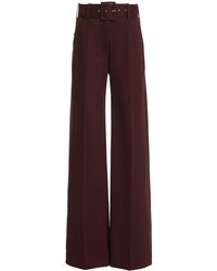 Victoria Beckham Belted Stretch Cady Wide-leg Pants - Red