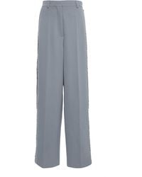 Stella McCartney - Chain-Embellished Stretch-Wool Wide-Leg Pants - Lyst