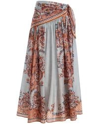 Zimmermann - Aster Scarf-Detailed Silk Maxi Skirt - Lyst