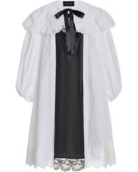 Simone Rocha Layered Silk And Cotton Midi Dress - Black