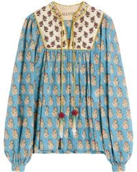 Valentino Garavani - Embroidered Cotton-Blend Blouse - Lyst
