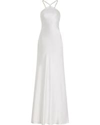 STAUD - Exclusive Cadence Pearl-embellished Satin Maxi Slip Dress - Lyst