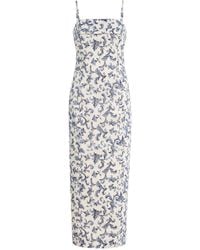 Posse - Rue Baroque-Print Linen-Silk Midi Dress - Lyst