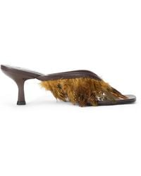 STAUD - Freja Feathered Leather Sandals - Lyst