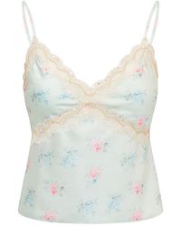 LoveShackFancy - Lamora Floral Satin Top - Lyst