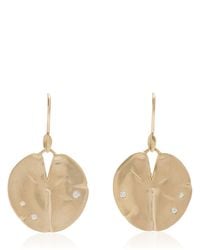 Annette Ferdinandsen - Medium Lily Pad 14k Gold Diamond Earrings - Lyst