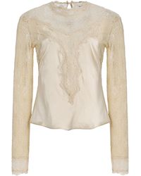 Isabel Marant - Diem Lace-Inset Silk Top - Lyst