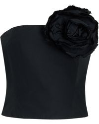 BERNADETTE - Lena Rosette-detailed Taffeta Corset Top - Lyst