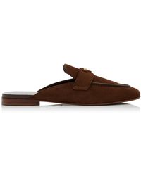 Prada - Suede Loafer Mules - Lyst