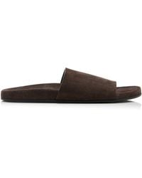 The Row - Hugh Suede Slide Sandals - Lyst