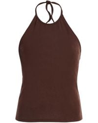 DONNI. - The Baby Ribbed Cotton Halter Top - Lyst