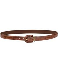 Saint Laurent - Cassandre Croc-effect Leather Belt - Lyst