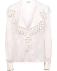 Chloé - Ruffled Organic Silk-Jacquard Top - Lyst