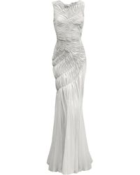 Georgia Hardinge - Fossil Shirred Metallic Chiffon Maxi Dress - Lyst
