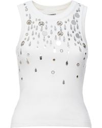 DES_PHEMMES - Embellished Stretch-Cotton Tank Top - Lyst