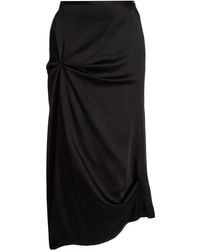 Victoria Beckham - Draped Satin Midi Skirt - Lyst