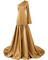 The New Arrivals Ilkyaz Ozel - Ecliptia One-Shoulder Satin Maxi Dress - Lyst