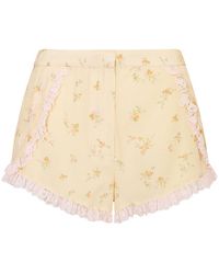 LoveShackFancy - Adna Floral Crepe Shorts - Lyst