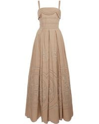 Elie Saab - Embroidered Cotton-Blend Maxi Dress - Lyst