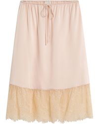 Posse - Blake Lace-Trimmed Silk Midi Skirt - Lyst