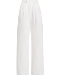 Posse - Louis Pleated Linen Straight-leg Pants - Lyst