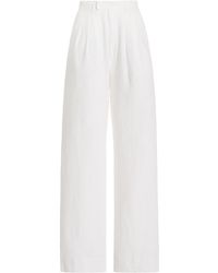 Posse - Louis Pleated Linen Straight-leg Pants - Lyst