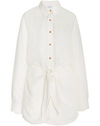 Anemos - The L.a. Linen-blend Mini Wrap Shirt Dress - Lyst