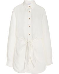 Anemos - The L.a. Linen-blend Mini Wrap Shirt Dress - Lyst