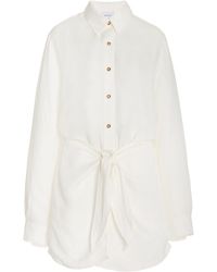 Anemos - The L.a. Linen-blend Mini Wrap Shirt Dress - Lyst