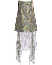 Dries Van Noten - Dabel Contrast-Skirt Jacquard-Lamé Midi Dress - Lyst