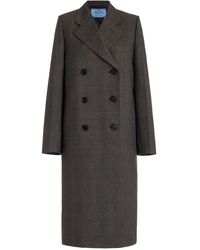 Prada - Wool Mouliné Double-breasted Coat - Lyst