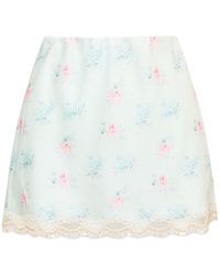 LoveShackFancy - Bernes Floral Satin Mini Skirt - Lyst