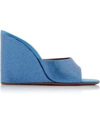 AMINA MUADDI - Lupita Crystal-embellished Satin Wedge Sandals - Lyst
