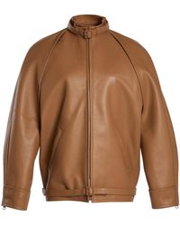 Courreges - Cutout Sleeve Leather Bomber Jacket - Lyst