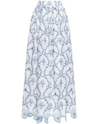 Agua Bendita - Tangelo Embroidered Linen Maxi Skirt - Lyst