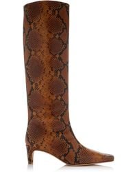 STAUD - Wally Snake-Effect Leather Knee Boots - Lyst