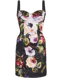 Dolce & Gabbana - Floral Silk-blend Bustier Mini Dress - Lyst