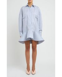 Stella McCartney - Peplum Washed-Cotton Mini Shirt Dress - Lyst
