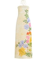 VERANDAH - Floral Garden Linen-Satin Dress - Lyst