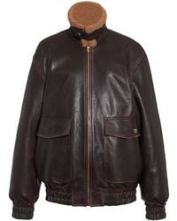Valentino Garavani - Shearling-Trimmed Leather Jacket - Lyst