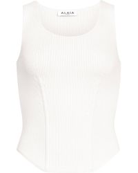 Alaïa - Knit Wool-Blend Corset Top - Lyst