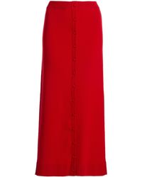 Victoria Beckham - Button Front Merino Wool Blend Midi Skirt - Lyst