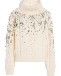 Oscar de la Renta - Crystal-Embellished Wool Sweater - Lyst