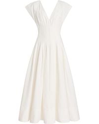 Jonathan Simkhai - Nina Pleated Cotton-Blend Midi Dress - Lyst